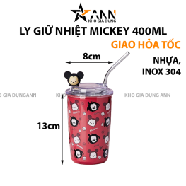 Cốc Giữ Nhiệt Ly Giữ Nhiệt Mickey 400ml Inox Cao Cấp 13x8cm - CGNMK01