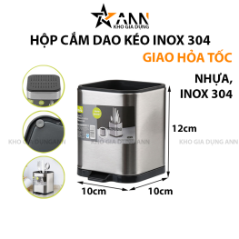 Hộp Cắm Dao Inox Có Đáy Thoát Nước Cao Cấp 12x10x10cm - HCDIN01