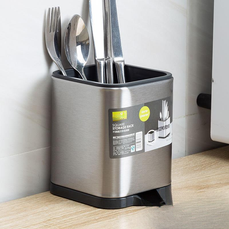 Hộp Cắm Dao Inox Có Đáy Thoát Nước Cao Cấp 12x10x10cm