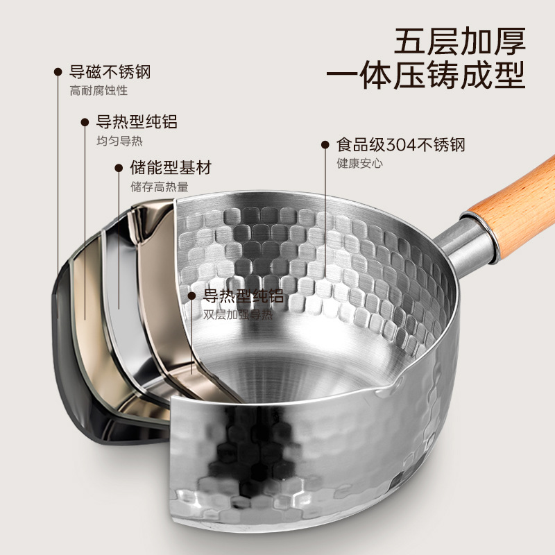 Giá sỉ chảo Sâu Lòng Inox Cán Gỗ 18x16cm