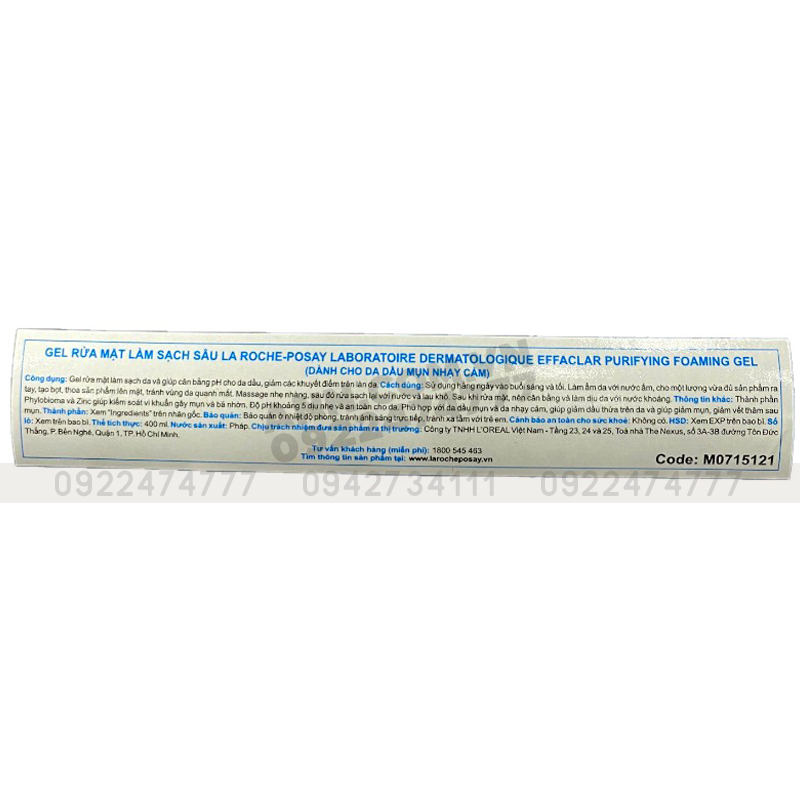 Gel Rửa Mặt La Roche-Posay Dành Cho Da Mụn Và Nhạy Cảm 400ml