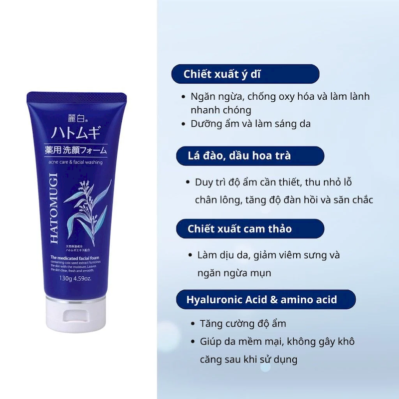 25163_5f6ca6c4-250f-446c-a6c5-27d0e3d10823-95839f8a3c844d83abd70ee87597902f-master_20240922180155-1.png Sữa Rửa Mặt Ý Dĩ Hatomugi Acne Care & Facial Washing Dành Cho Da Mụn 130g - 4513574031302