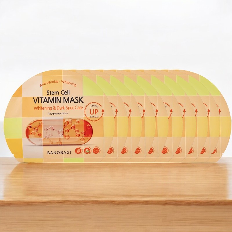 Mặt Nạ Banobagi Màu Cam Stem Cell Vitamin Mask Whitening Dark Spot Care Hộp 10 Miếng