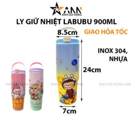 Ly Giữ Nhiệt Labubu Loang Màu Có Quai Xách 900ml - BGNLBB02