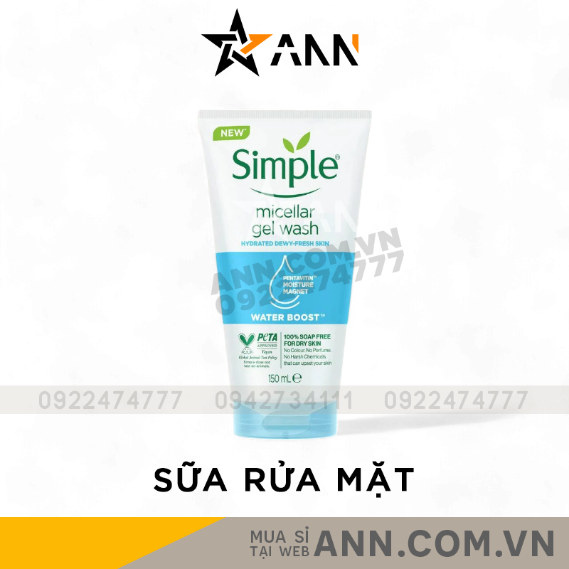 25260_bia-64_20240925115653-4.png Sữa Rửa Mặt Simple Micellar Gel Wash Cho Da Dầu Mụn 150ml - 8710908710773