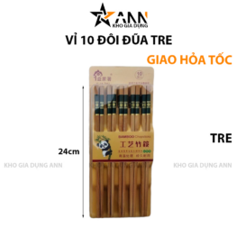 Bộ 10 Đôi Đũa Tre Chống Nấm Móc Trơn Trượt 24cm - B10DDTTN
