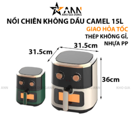 Nồi Chiên Không Dầu Camel 15L - Mẫu Mới 31.5x31.5x36cm - NCKD03