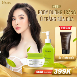 Combo Kem Ủ Trắng và Kem Body Dưỡng Trắng Sữa Dừa MQ Skin Nature Whitening Body 150gr - Tặng Tẩy Tế Bào Chết Cà Phê