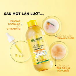Nước Tẩy Trang Garnier Nắp Vàng Micellar Cleansing Water Vitamin C Dành Cho Da Sạm Xỉn Màu 400ml - 8994993013869