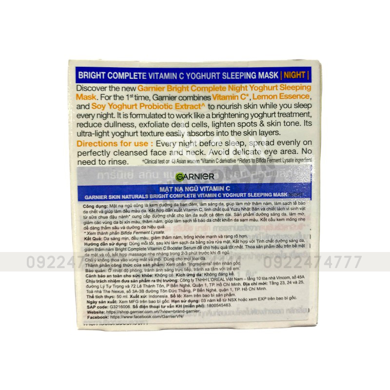 25382_tem-photoroom-5_20241007114049-2.jpg Mặt Nạ Ngủ Garnier Ban Đêm Bright Complete Vitamin C Yoghurt Sleeping Mask 50ml - 8992304005206