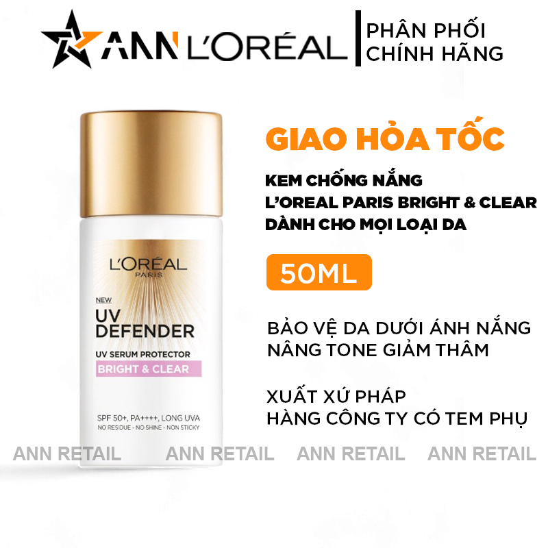 25392_bia-bia_20241008101231-4.png Kem Chống Nắng Loreal Paris Nâng Tone Giảm Thâm Bright & Clear With Niacinamide SPF50+ PA++++ 50ml Loreal - 8994993014668