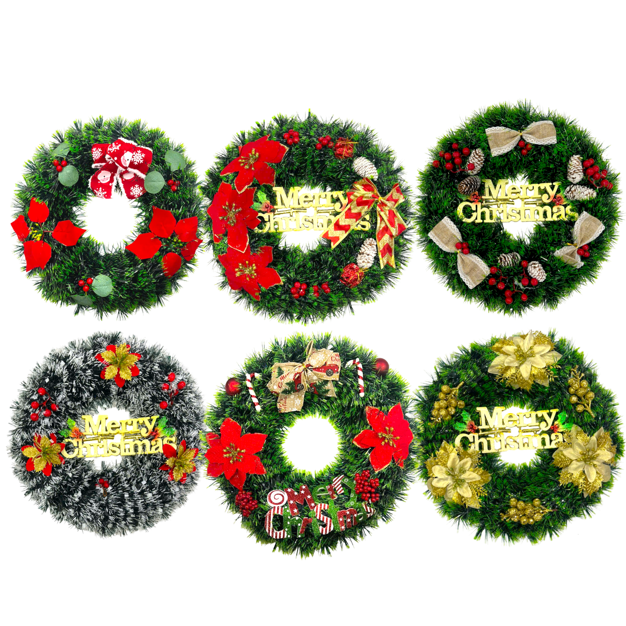 Vòng Nguyệt Quế Noel Trang Trí Tường Cửa Giáng Sinh 6 Mẫu Loại Đẹp Size 38cm