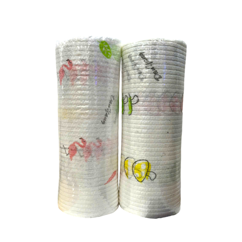 Combo 2 Cuộn Khăn Giấy Lau Bếp Đa Năng Tái Sử Dụng Nhiều Lần 6x6x19.5cm