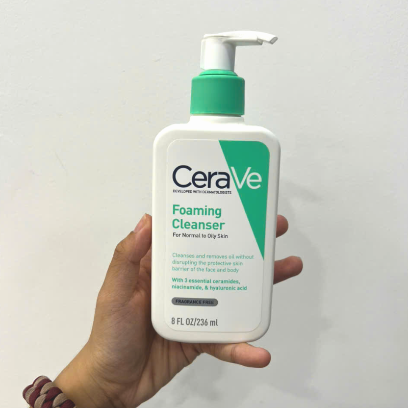 Sữa Rửa Mặt Cerave Foaming Cleanser Xanh Ngọc Nhỏ 236ml - Dành Cho Da Thường Đến Da Dầu