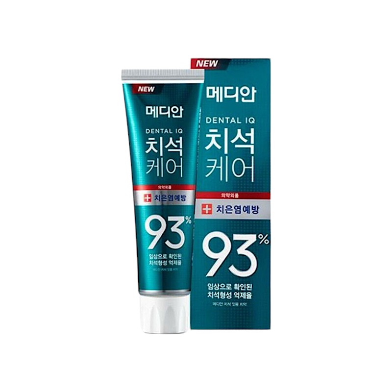 25595_kem-trang-1-photoroom_20241102161343-1.jpg Kem Đánh Răng Median Màu Xanh Ngọc Dental IQ 93% Tartar Protection Toothpaste Gum 120g - 8809585101445