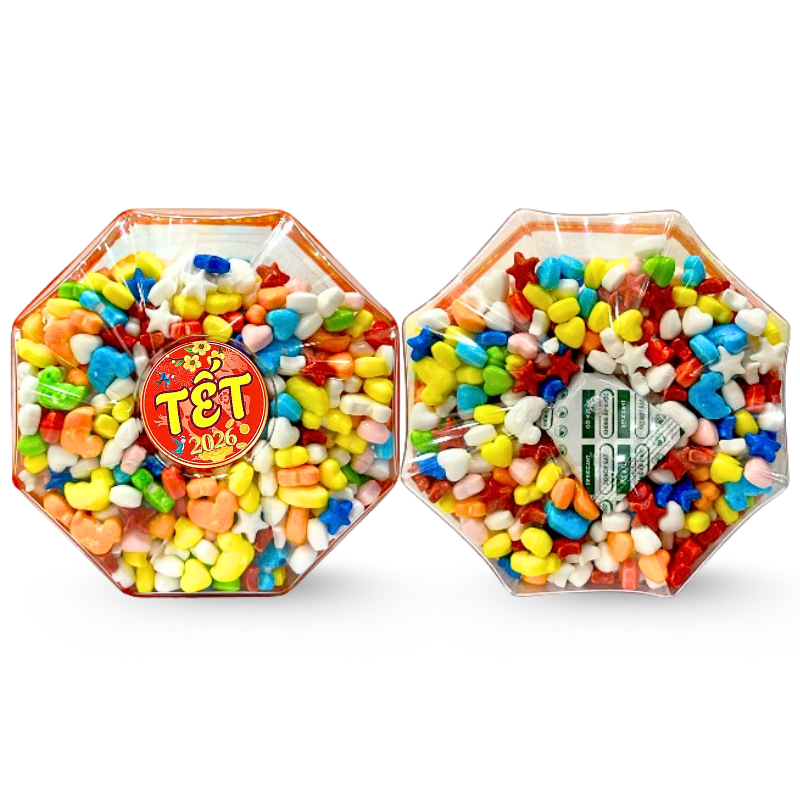Hộp Kẹo Ngũ Sắc Bát Giác 300G Hộp Quà Tết 2026