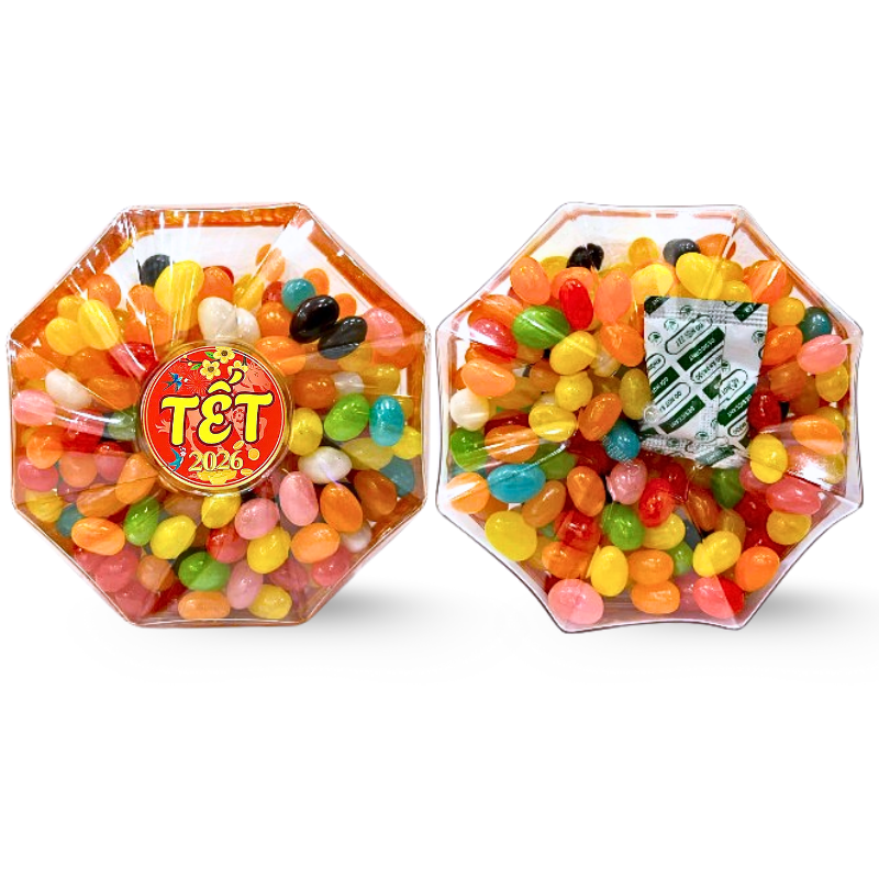 Hộp Kẹo Bi Trái Cây Hộp Bát Giác 300G Hộp Quà Tết 2026