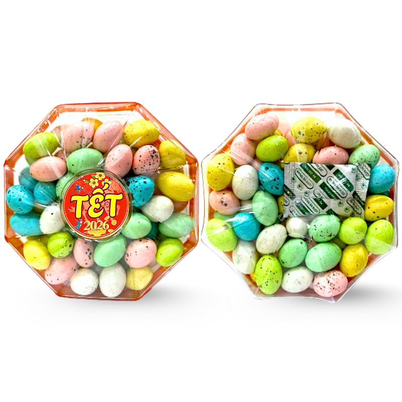 Kho sỉ hộp Kẹo Trứng Socola Bát Giác 300G Hộp Quà Tết 2026