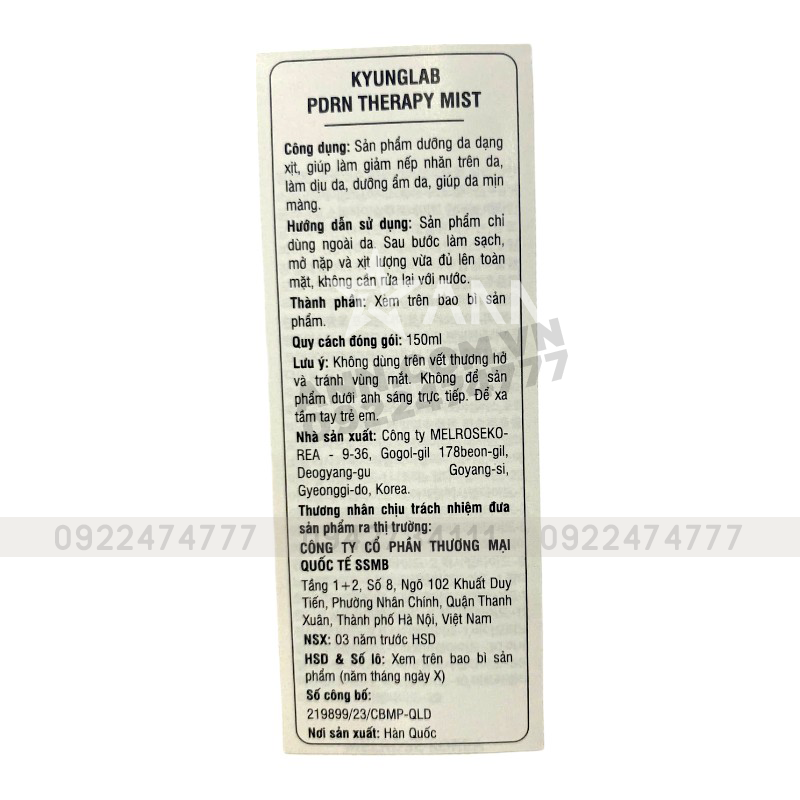 Xịt Khoáng Kyung Lab PDRN Therapy Mist Hàn Quốc 150ml