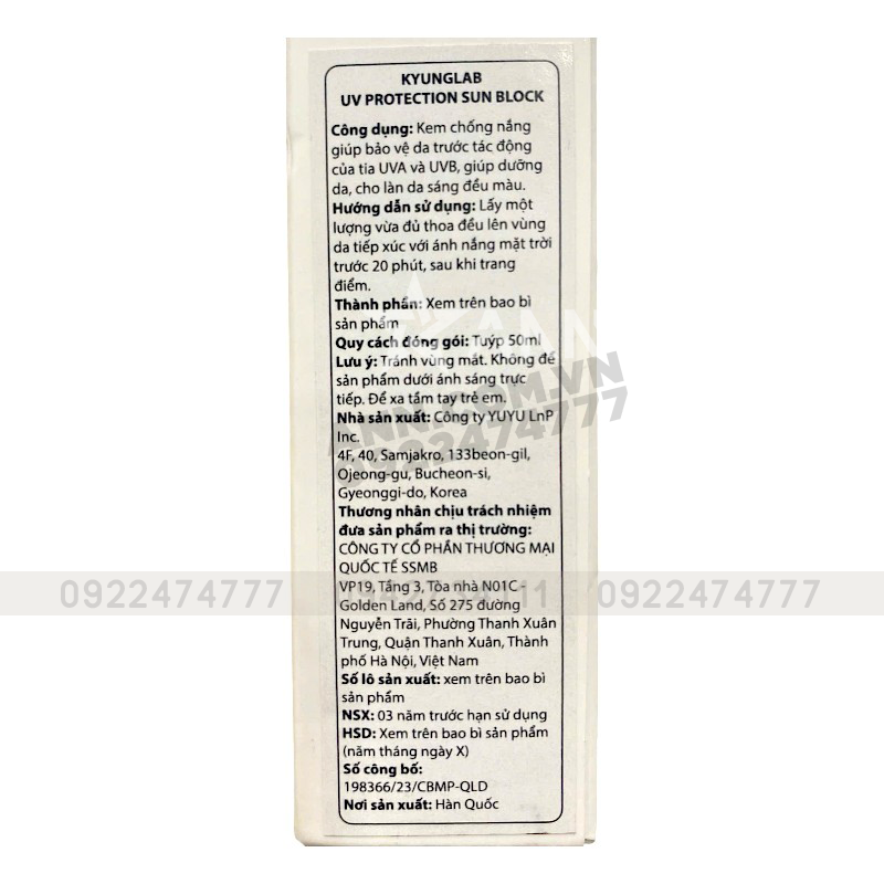Kem Chống Nắng Kyung Lab Sun Block SPF50+/PA++++ 50ml