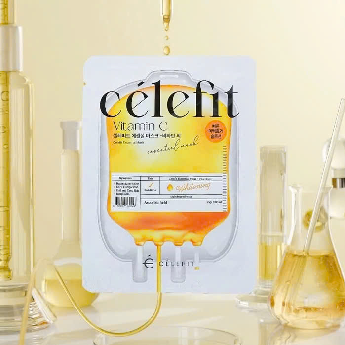 Mặt Nạ Celefit Mask Vitamin C Màu Vàng Hỗ Trợ Dưỡng Sáng Da Hộp 10 Miếng