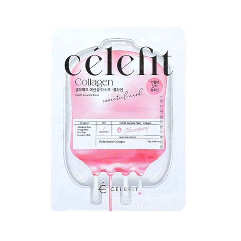 Sỉ mặt Nạ Celefit Essential Mask Collagen Màu Hồng Hỗ Trợ Chống Lão Hoá Hộp 10 Miếng