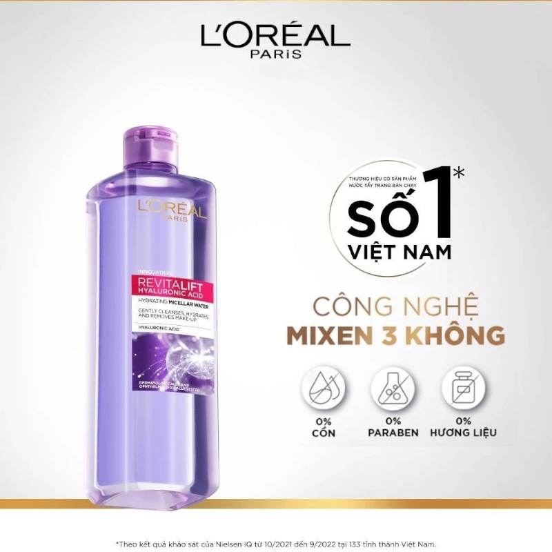 25730_ntt-xam-tim-photoroom-3_20241112155520-2.png Nước Tẩy Trang Loreal Màu Tím Sạch Sâu Cấp Ẩm Revitalift Hyaluronic Acid Micellar Water 400ml - Hàng Công Ty Có Tem Phụ - 6923700987782