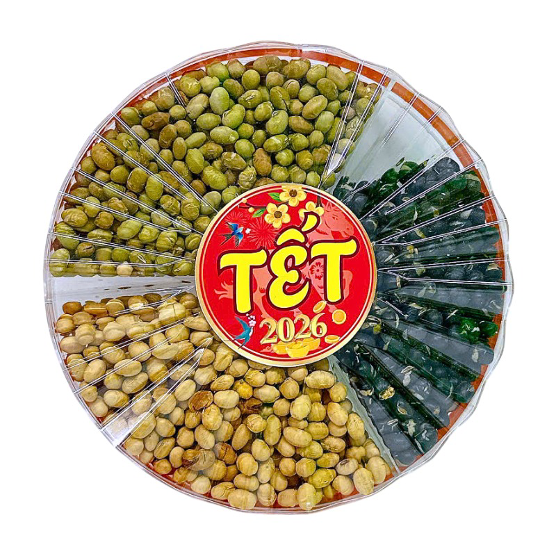 Set Hộp Mix Đậu 3 Vị (Đậu Đen, Đậu Xanh, Đậu Nành) Sun Khía 3 Ngăn 300G Hộp Quà Tết 2026