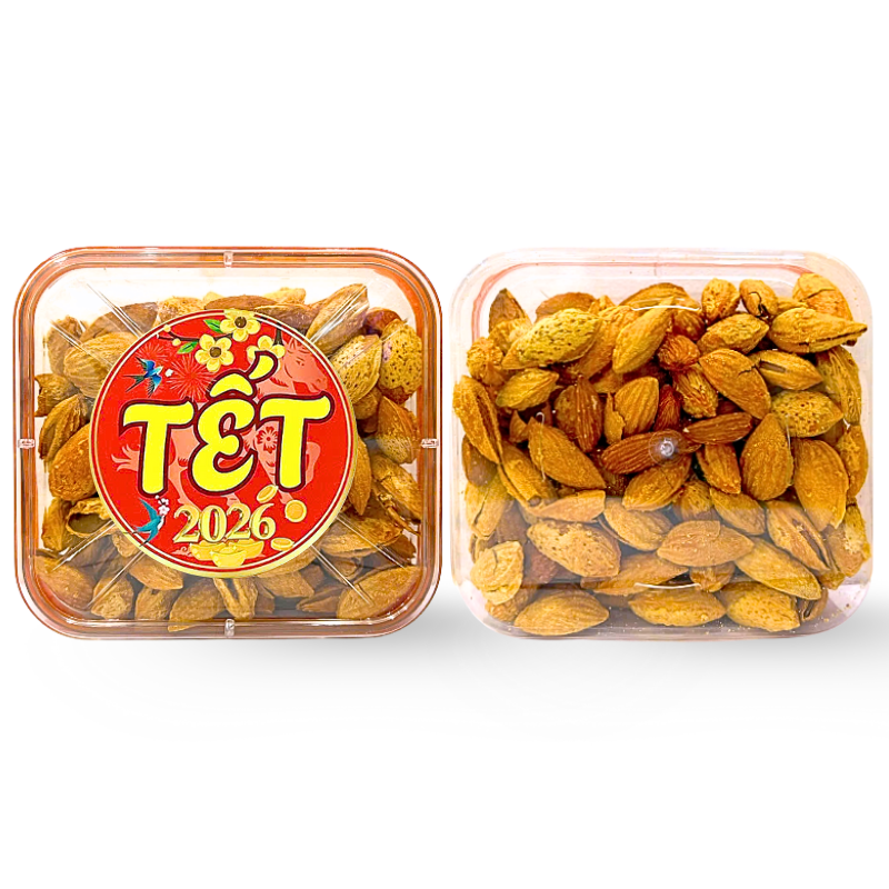 Hộp Hạnh Nhân Rang Bơ Hộp Vuông Tròn 500G Hộp Tết