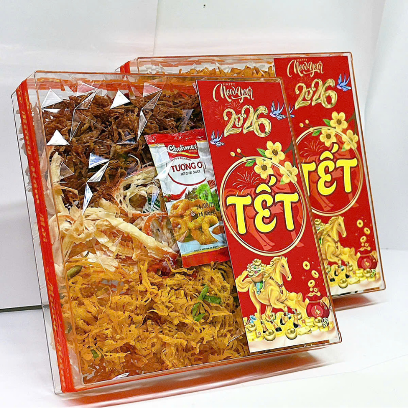 Kho sỉ hộp Quà Tết Khô Tam Vị Ngôi Sao 450g - Hộp Ngôi Sao Lớn