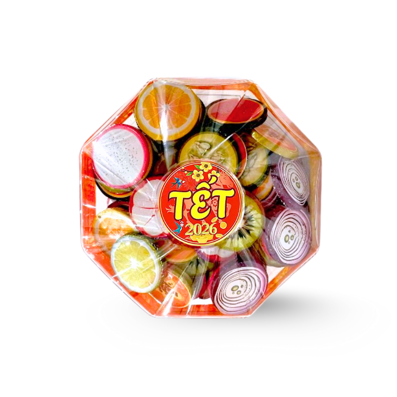 Hộp Hộp Socola Trái Cây 3D Bát Giác 250G Hộp Tết