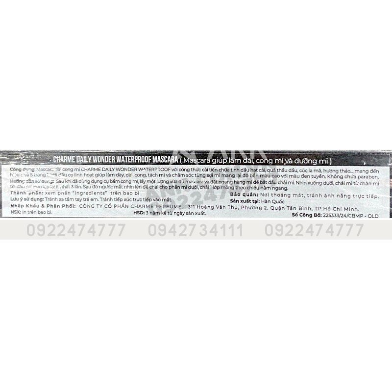 Mascara Charme Daily Wonder Waterproof Không Lem Không Trôi