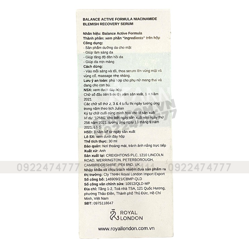 Serum Balance Active Formula Niacinamide 15% 30ml Giúp Trắng Da Mờ Thâm