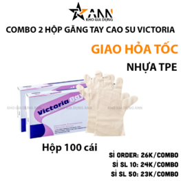 Combo 2 Hộp Găng Tay Cao Su Victoria Size M L Siêu Dai - Hộp 100 Cái Găng Tay Làm Bếp Rửa Chén Đa Năng Dùng 1 Lần - GTCSML