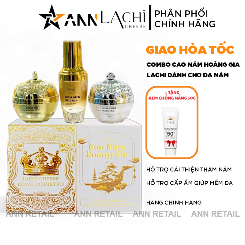 Sỉ combo Cao Nám Hoàng Gia Lachi (Serum + Kem Face Ban Ngày + Kem Face Ban Đêm) Giúp Mờ Nám Trắng Da