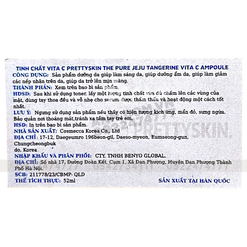 Serum Prettyskin The Pure Jeju Tangerine Vita C Ampoule 52ml