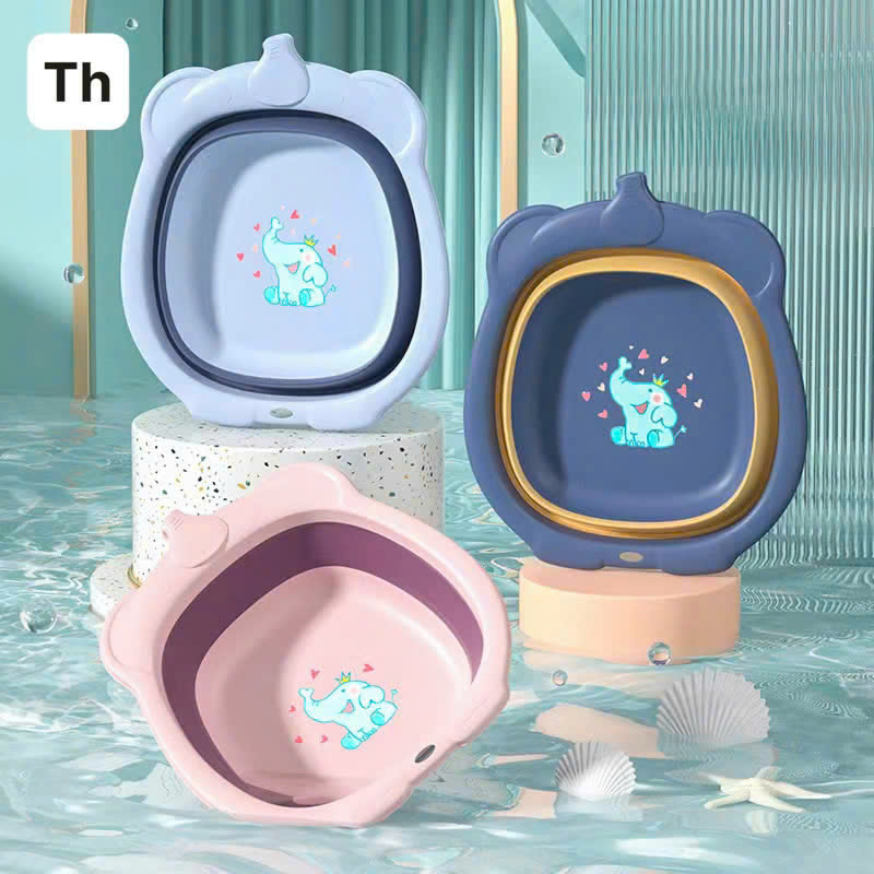 Sỉ chậu Gấp Gọn Hình Con Voi - Chậu Rửa Mặt Gấp Gọn Bằng Nhưa An Toàn Cho Bé 31,3×27,1×8,8cm