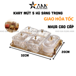 Khay Mứt 5 Hũ Sang Trọng - Khay Hũ Đựng Bánh Kẹo Mứt Hạt Ngày Tết - KM5H