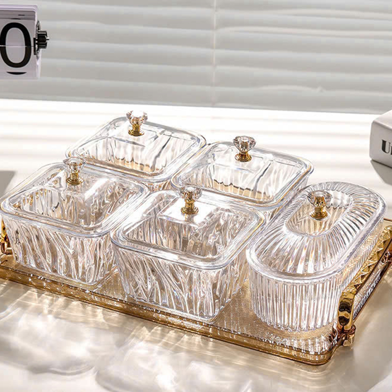 Khay Mứt 5 Hũ Sang Trọng - Khay Hũ Đựng Bánh Kẹo Mứt Hạt Ngày Tết