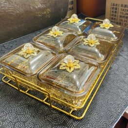 Bộ 6 Hộp Mứt - Khay Đựng Mứt Tết - Hũ Đựng Hoa Quả Bằng Nhựa 9.5x32.4x20cm - KMBK6