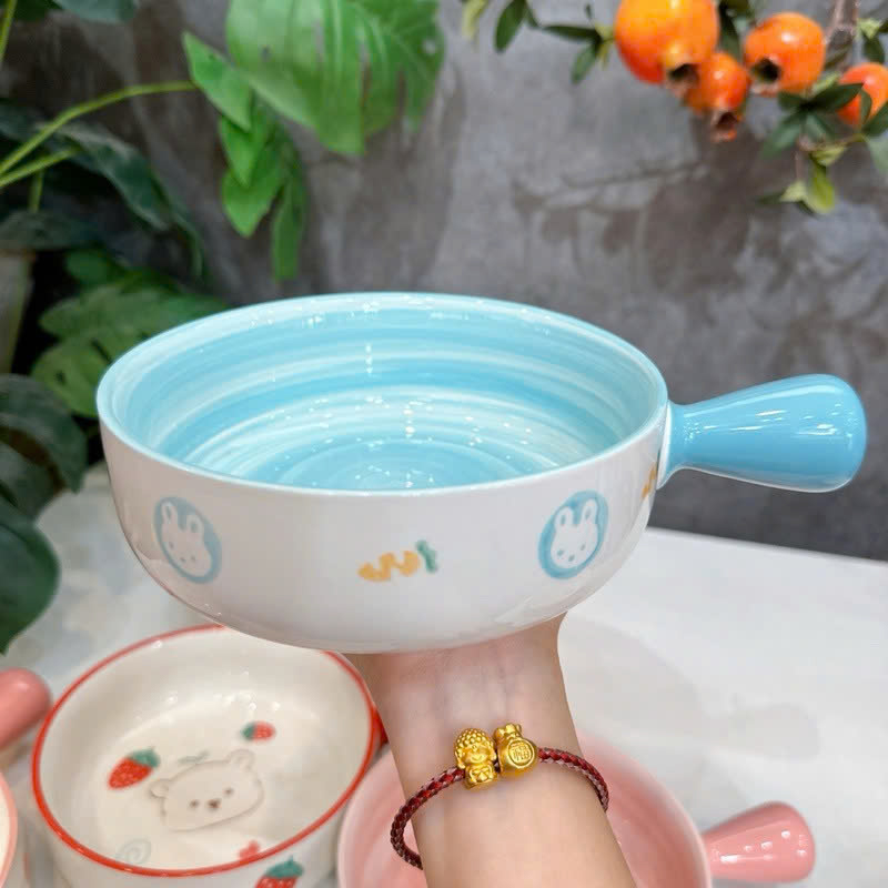 Sỉ bát Sứ Tròn Họa Tiết Hoạt Hình Có Tay Cầm Size 16cm