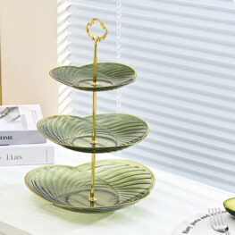 Khay Mứt Nhựa Mạ Vàng 3 Tầng Trong Suốt - Khay Đựng Mứt Tết Bánh Kẹo 35,5x26cm - KDM3TTS