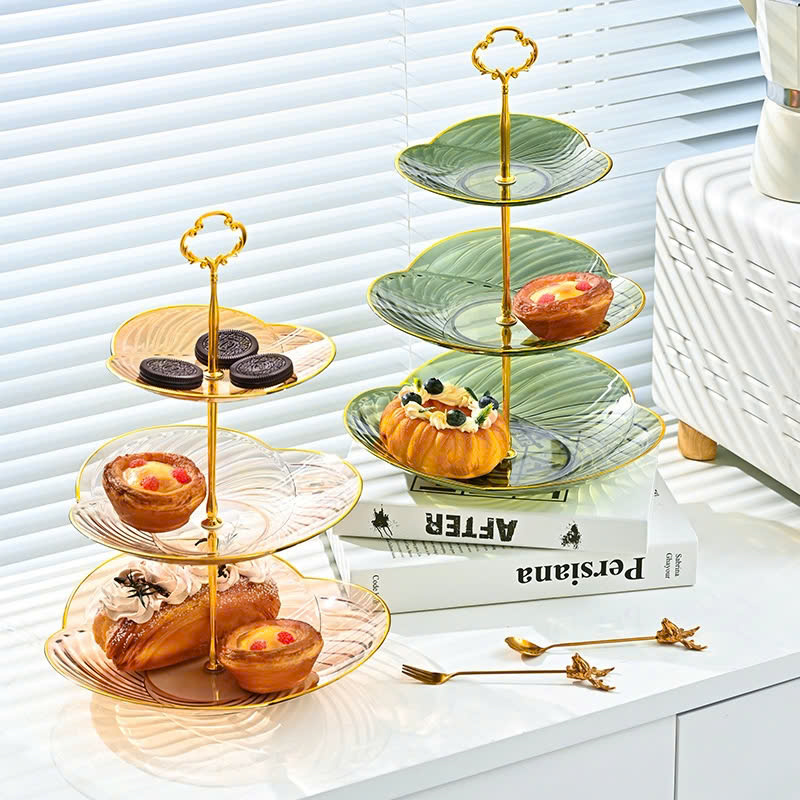 Khay Mứt Nhựa Mạ Vàng 3 Tầng Trong Suốt - Khay Đựng Mứt Tết Bánh Kẹo 35,5x26cm