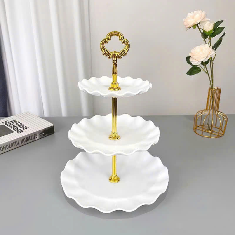 Kho sỉ khay Nhựa Hoa Trắng 3 Tầng - Khay Đựng Mứt Bánh Kẹo Tết 34x25cm