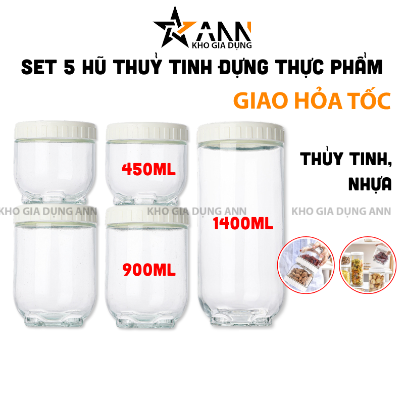 25957_299_20250320114033.png Set 5 Hũ Thủy Tinh Đựng Thực Phẩm - Lọ Thủy Tinh Đựng Đồ Khô 450 - 900 - 1400ml - 5LHTT