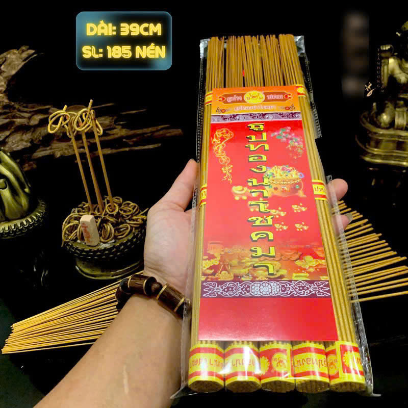 Túi Nén Nhang Thần Tài Thái Lan Nhập Khẩu - Hương Sạch Cuộn Tàn Đồng Xu 39cm