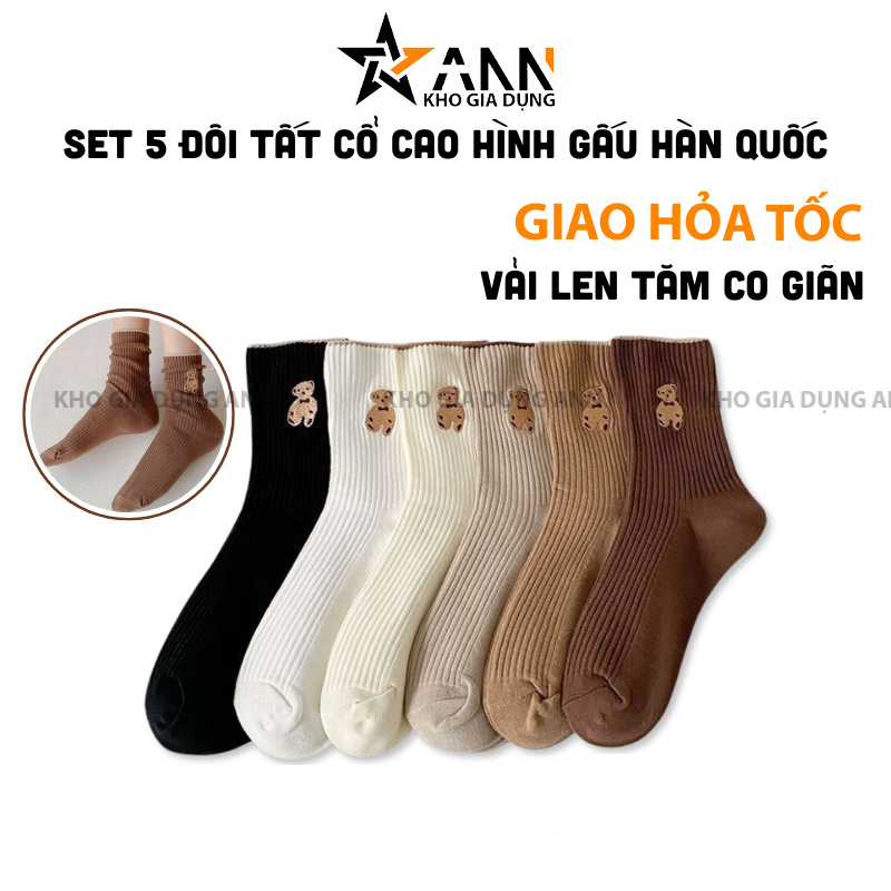 25967_309_20250320114145.png Set 5 Đôi Vớ Cổ Cao Họa Tiết Hình Gấu - Đôi Tất Cổ Cao Phong Cách Hàn Quốc - DTCC01