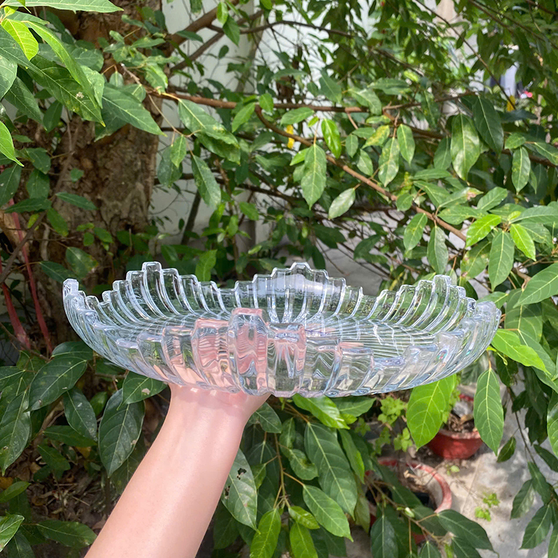 Combo 2 Đĩa Thủy Tinh Cao Cấp - Đĩa Đựng Trái Cây 29x5.5 cm