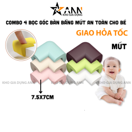 Combo 4 Bọc Góc Bàn Bằng Mút An Toàn Cho Bé - Mút Bọc Góc Bàn Tránh Va Đập 7.5x7cm - MBGBCB01