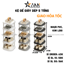 Kệ Để Giày Dép Khung Inox 5 Tầng Dễ Tháo Lắp - KDGD5TKI